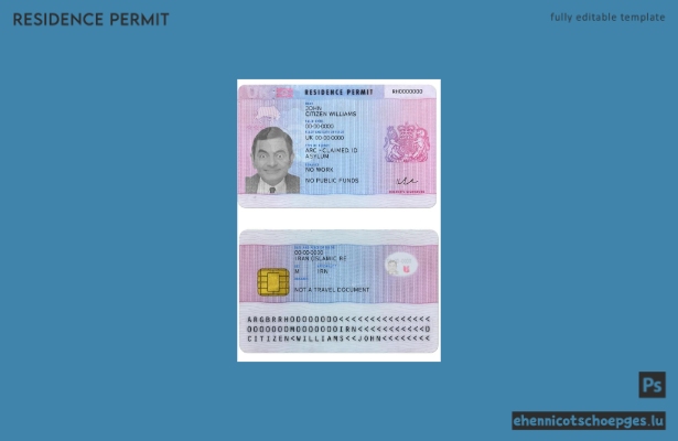 Beispielvorschau für die Version 2 der britischen Aufenthaltserlaubnis
